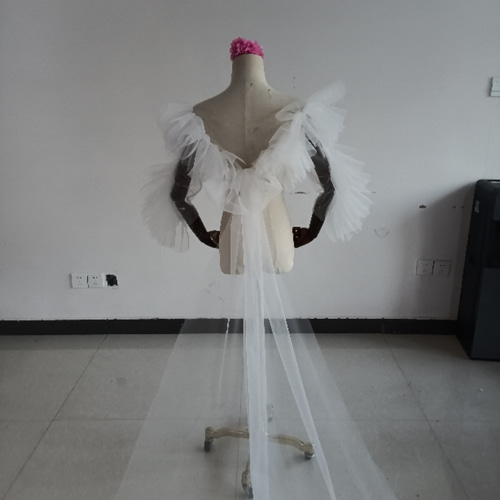 人気上昇！オフホワイト トップス ソフトチュール ポンチョ  