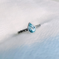 天然藍托帕 馬克賽 純銀戒指 水滴 火光閃耀 11月生日石 禮物七夕 第5張的照片