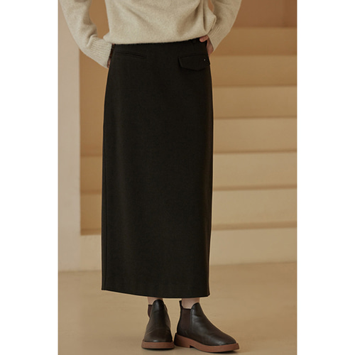 nägonstans ダークブラウン ロングスカート M ストレートスカート 通勤スカート 非対称個性ポケット ロングスカート