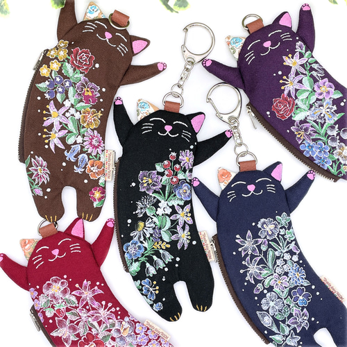 ハンドメイド　ミニミニポーチ　2個セット　猫図鑑 ハンドメイド ミニミニポーチ 2個セット 猫図鑑