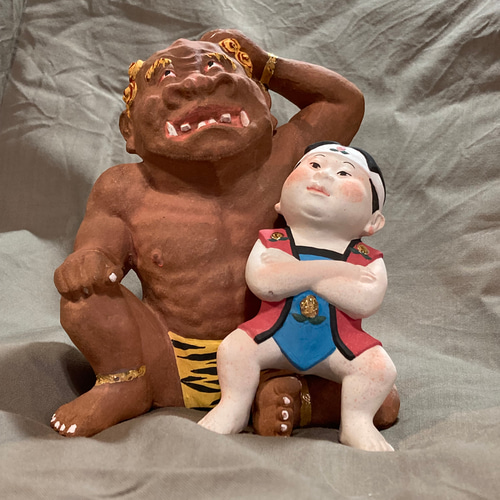 鬼と桃太郎。 その他置物 水陶 通販 17079203｜Creema(クリーマ)