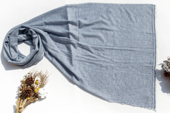 喀什米爾Cashmere 針織圍巾 純羊毛圍巾 手織圍巾 編織圍巾-希臘藍美麗諾 聖誕節交換禮物 好友生日禮物 母親節 第18張的照片