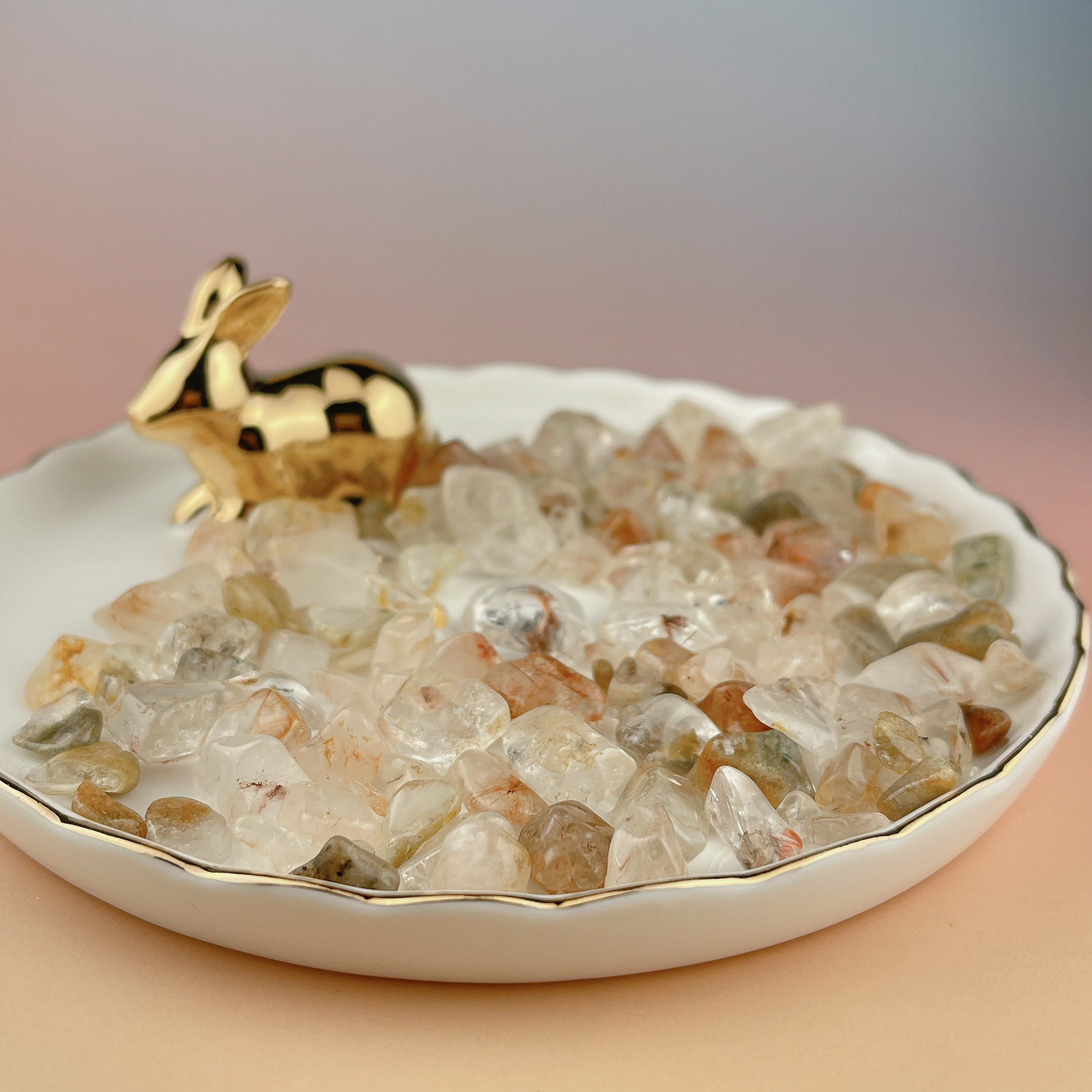 ！秘蔵！！希少レア！ヒマラヤゴールデンマニハール水晶　！限定１点！ レア✨マニハール産ヒマラヤ水晶ルチル入りサザレ 100g 天然石 Himal