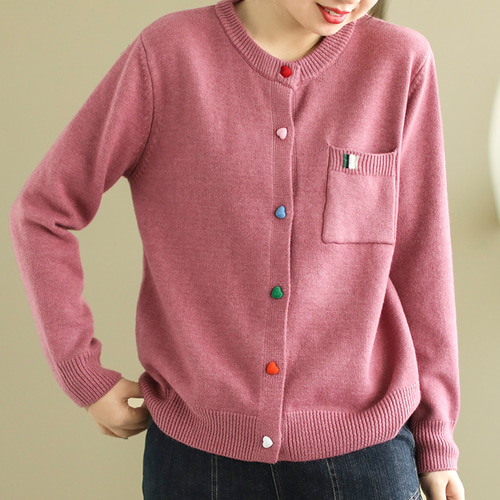 レオナールピンク 長袖カーディガン ボタン付き GALLARDAGALANTE ピンク カーディガン 長袖 ボタン付き チビボタン長袖