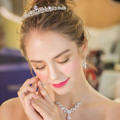 ゴールドティアラ ウェディング 髪飾り ヘアアクセサリー 結婚式1/4