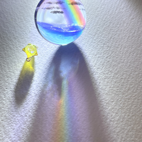 受注制作/L size】情景レジン-海に架かった虹 ペンダントトップ Annie