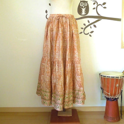 【SALE】ボヘミアンなブロックプリントスカート 4枚目の画像