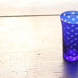 【再販】ガラス製 一口ビアグラス 清酒杯 " 絣 ＋ 観世水 "　 6枚目の画像