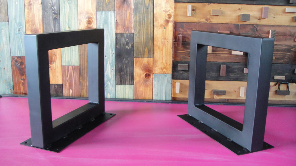 マットブラックでアイアンな極太鉄脚♪50×300×260mm □型 4脚ver. リビング・ローテーブル