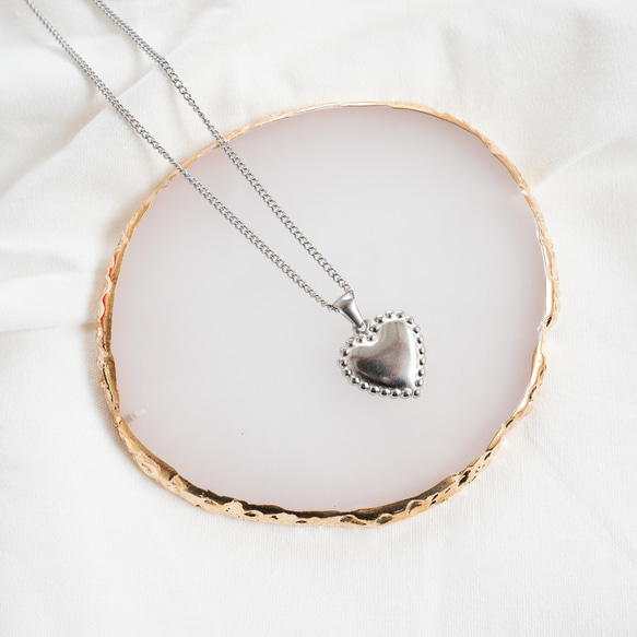 再販】ステンレス製⭐︎付けっぱなしOK! ハートチャームシルバー