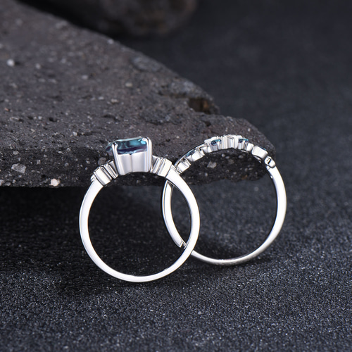 6 月の誕生石アレキサンドライト リング セット リーフ 自然をインスピ