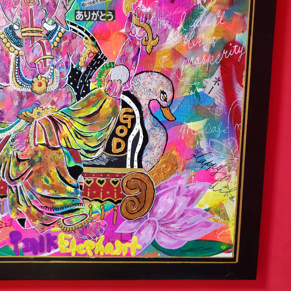 【F12号/お値下げOK】Ganesha-colorful（F12号） ガネーシャ 引き寄せ 現代アート 7枚目の画像