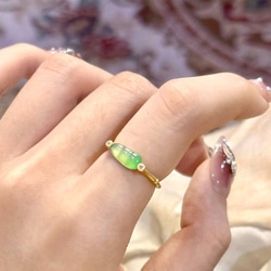 23-1 受注製作 k18金 高氷種 藍水 グアテマラ産 本翡翠 ヒスイ リング