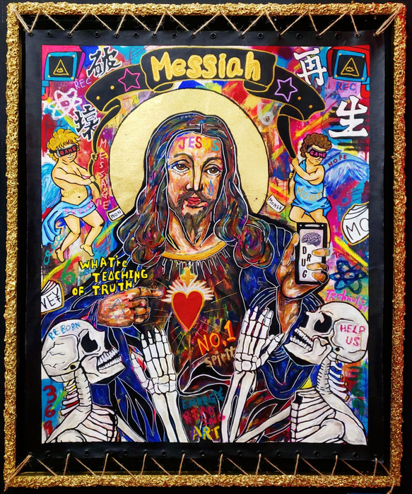 【約F40号】MESSIAH    絵画 イラスト キリスト タペストリー インテリア 2枚目の画像