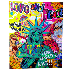 【F40号】LOVE and PEACE（F40号） 現代アート 　絵画 イラスト コンテンポラリー 1枚目の画像