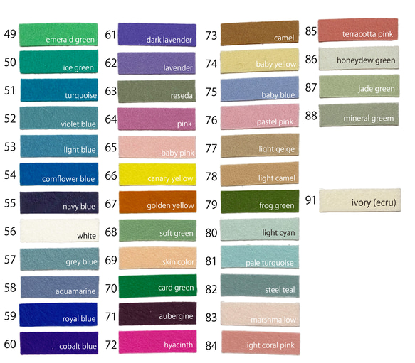 【新】 ウールフェルト見本帳：オランダフェルト118色が1冊にまとまりました。 8枚目の画像