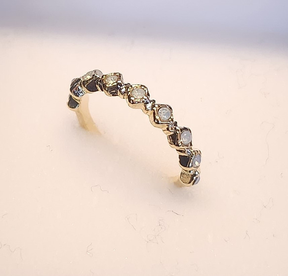 10月誕生石ホワイトオパール【gold】指輪 1枚目の画像