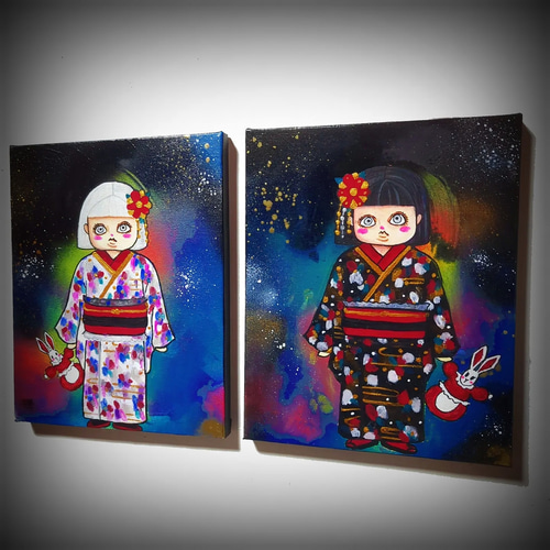 1/15までタイムセール】座敷童（白）イラスト 現代アート コン