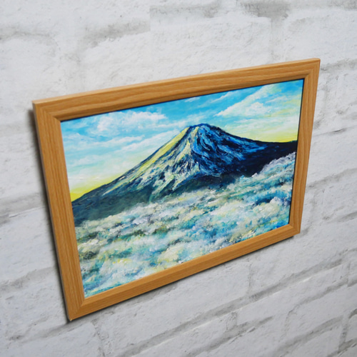 油絵【朝の富士山】（A4サイズ 原画）油彩画 絵画 風景画 富士山