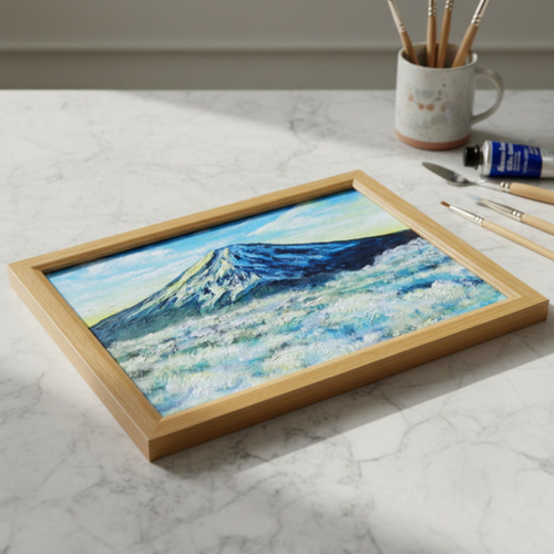 油絵【朝の富士山】（A4サイズ 原画）油彩画 絵画 風景画 富士山