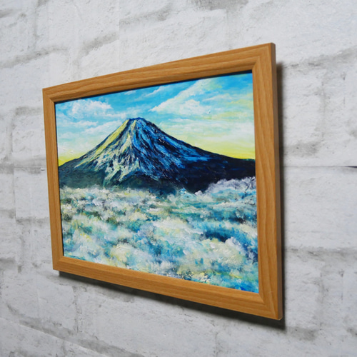 油絵 油彩 油彩画 絵 絵画 【朝の富士山】 絵画 HR 通販