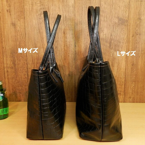 ☆手ごろなMサイズ☆上質な国産クロコ型押しレザーのトート ☆手ごろなMサイズ☆上質な国産クロコ型押しレザーのトート
