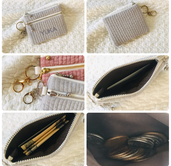 nubi+名入れ刺繍　選べる　ダブルファスナーコインケース　4文字以上6文字以内  H1OW13.5 ヌビ　name刺繍 7枚目の画像