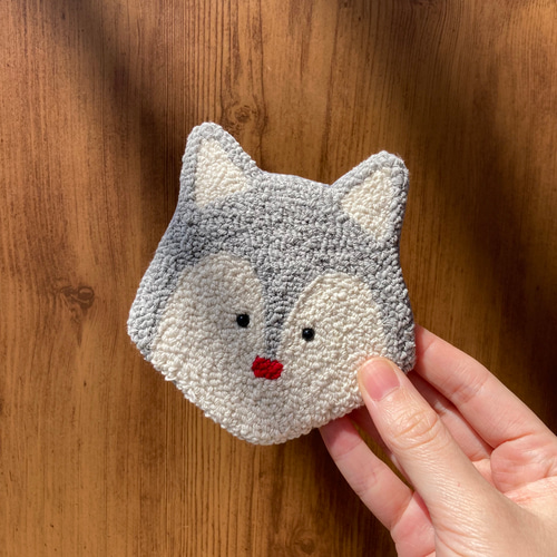 北欧 コースター 1枚 きつね オオカミ もこもこ ナチュラル 個性的