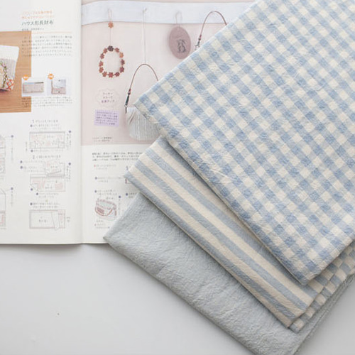 青系 ストライプ コットン 生地 71c×344c ファブリック /K290