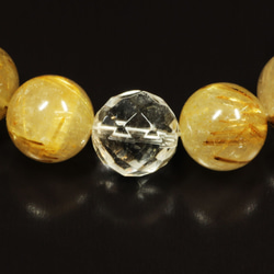 【強烈エネルギーをもたらす数珠】12ミリ 風水神 皇帝龍本水晶 ゴールドタイチンルチル 64面カット水晶 ブレスレット 12枚目の画像
