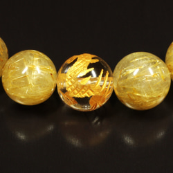 【強烈エネルギーをもたらす数珠】12ミリ 風水神 皇帝龍本水晶 ゴールドタイチンルチル 64面カット水晶 ブレスレット 14枚目の画像