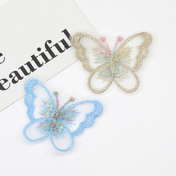 Q1029-5 18個 刺繍パーツ 蝶モチーフ 立体刺繍パーツ 手芸刺繍レースパーツ 3.5×4.5cm 3X（6ヶ） 3枚目の画像