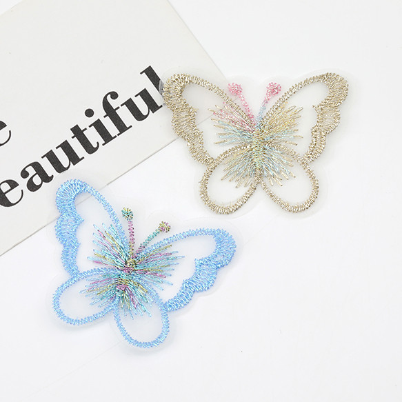 Q1029-5 18個 刺繍パーツ 蝶モチーフ 立体刺繍パーツ 手芸刺繍レースパーツ 3.5×4.5cm 3X（6ヶ） 3枚目の画像