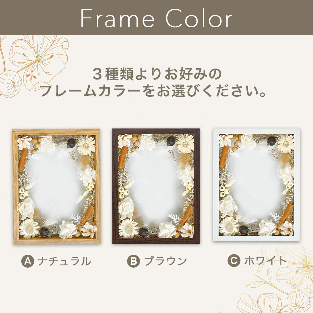 オシャレカラーの木製フラワー命名書♪【全６色】落ち着いた木製のフレームでインテリアにぴったり♪ i19