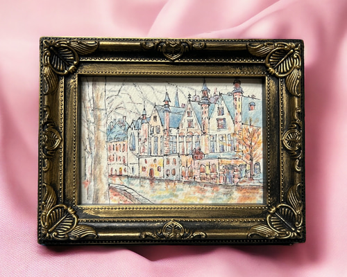 芦田芳生、【古都の運河　ブルージュ　ベルギー】、希少な大判額装用画集より 70266981adda973bc7e6fc84a7abee