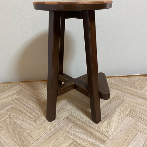 木製スツール【寄木細工】【ステップ付】【受注作成品】 椅子