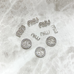 ネイルパーツ ロゴ まとめ売り ネイルパーツ ブランドロゴ シルバーNO.7 ネイルチップ（つけ爪