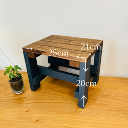 鉢置き　小物置き　置き台　踏み台　植物置き　木製台　ディキシーブルー 7枚目の画像