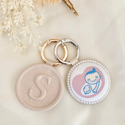 本革10色】イタリアンレザーマタニティキーホルダー マタニティマーク