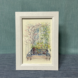 アパルトマンの窓辺(フランス、パリ、透明水彩、原画、写真立て付き) 4枚目の画像
