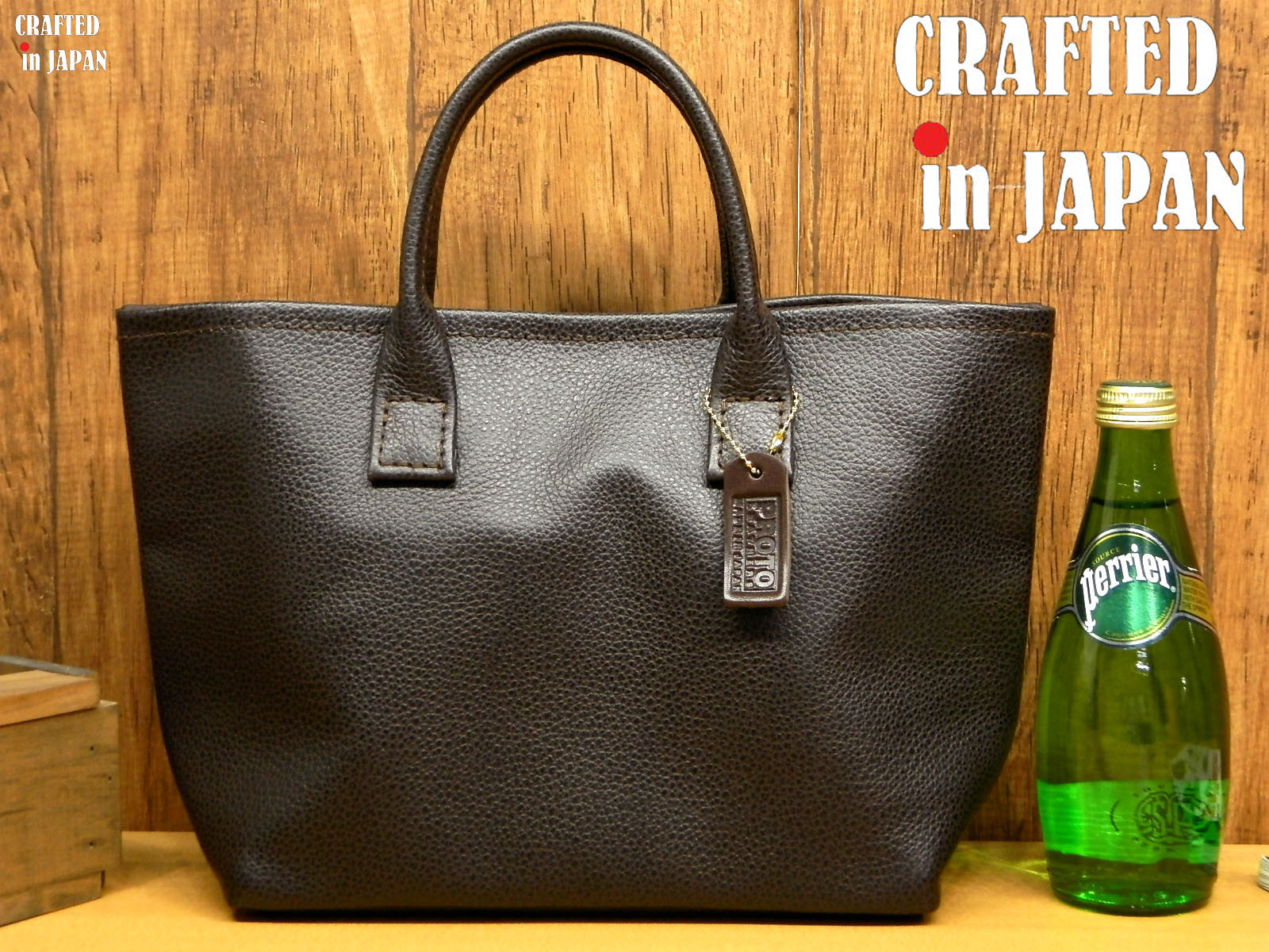 小さめＳサイズ☆ハンドメイド☆定番☆ブラウン系シュリンクレザーのトートバッグ！牛革made in japan日本製〇牛革