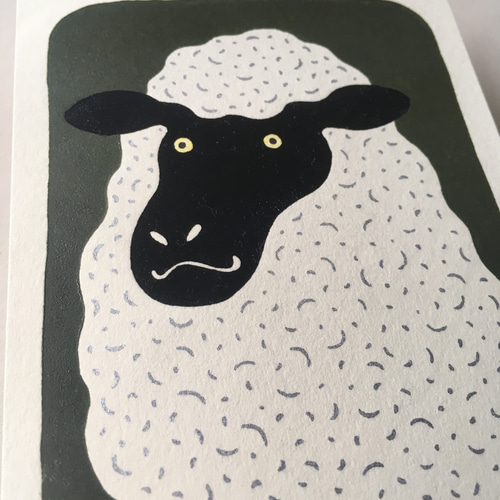 羊 ひつじ 木版画 ポストカードサイズ 版画 wahee 通販 17081886