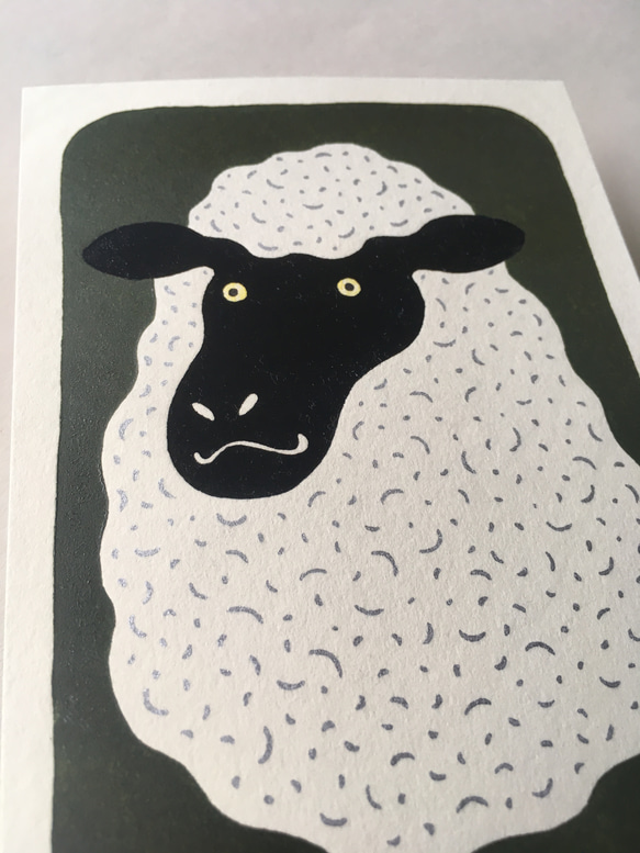 羊　ひつじ　木版画  ポストカードサイズ 2枚目の画像