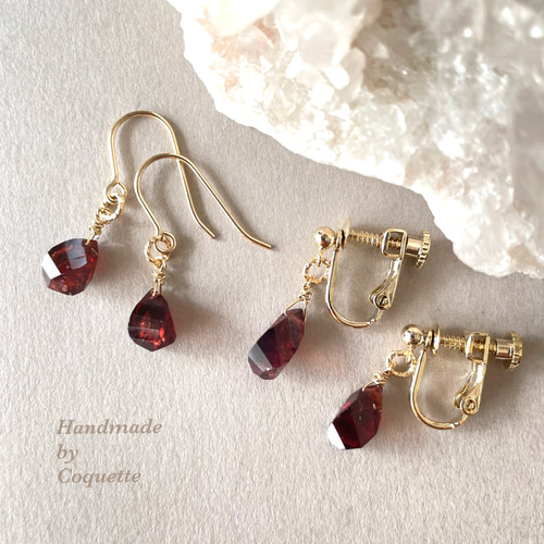 限定2点】モザンビーク産ガーネット ピアス/イヤリング イヤリング
