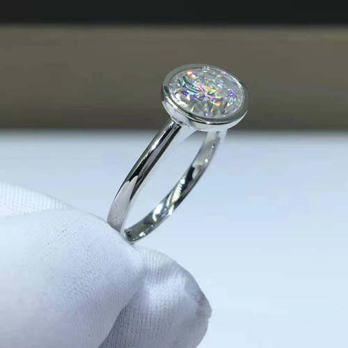 2カラット】オーバルカット モアサナイト リング k18WG 指輪・リング 