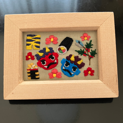 刺繍フレーム 節分 豆まき 鬼 壁掛け 壁飾り インテリア 雑貨 その他
