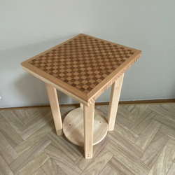 木製スツール/サイドテーブル/飾り台【寄木細工/寄木装飾】 1枚目の画像