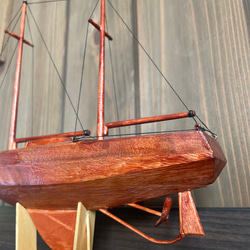 【一点物】船の木工模型01/台座付き 3枚目の画像