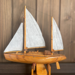 【一点物】船の木工模型02 /専用台座付き 1枚目の画像