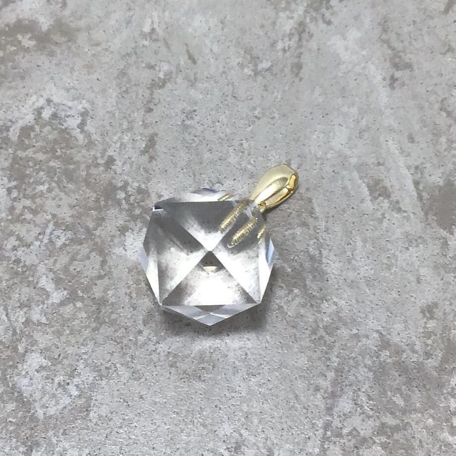 K18、水晶ペンダントトップ　No.22806